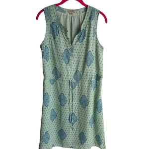 LUCKY BRAND Mint Green and Blue Sleeveless Bohemian Cinch Waist Ladies Dress, S